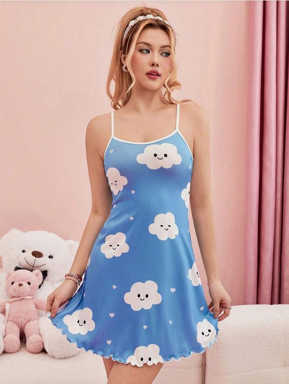 Alyssa Baby Blue Summer Casual Sleep Dress